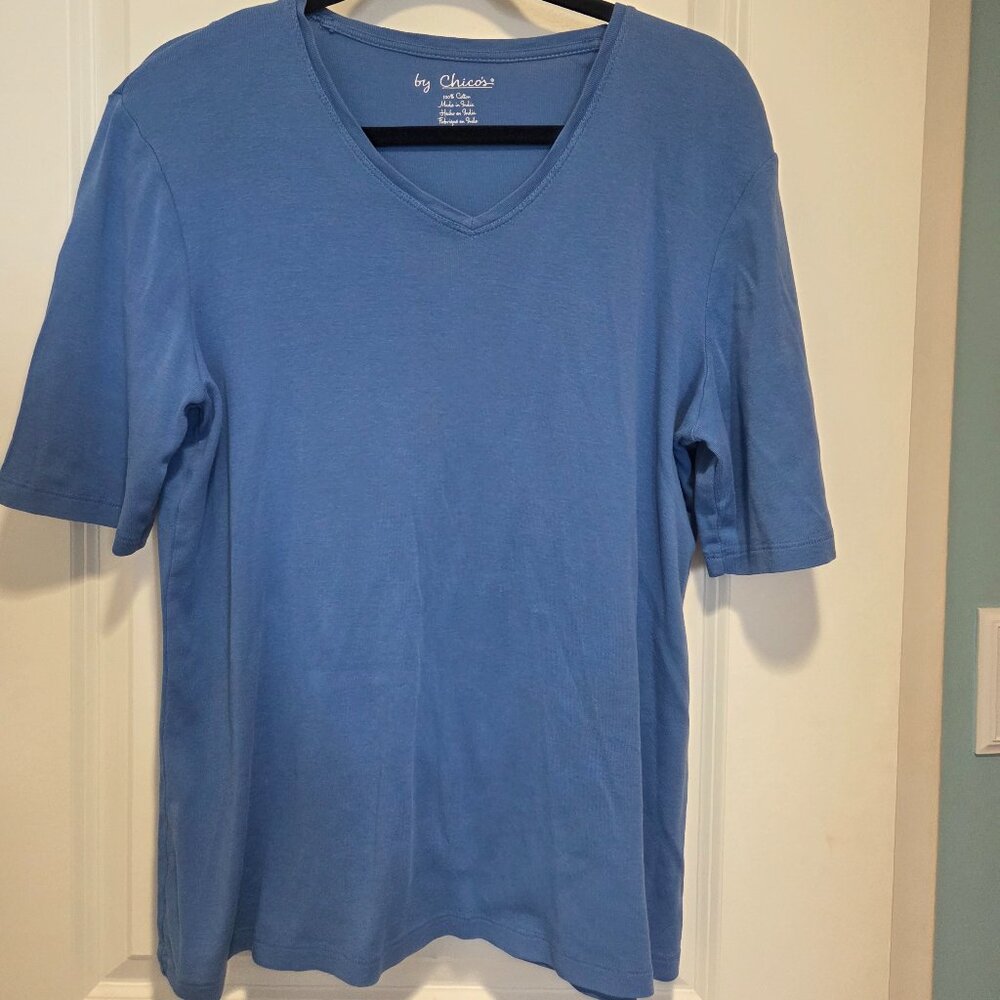 Chicos Blue V-Neck Tee